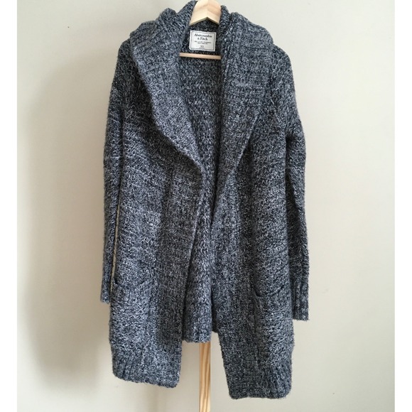 Abercrombie & Fitch Sweaters - Abercrombie & Fitch Gray Marl Chunky Knit Shawl Collar Cardigan Sweater XS
